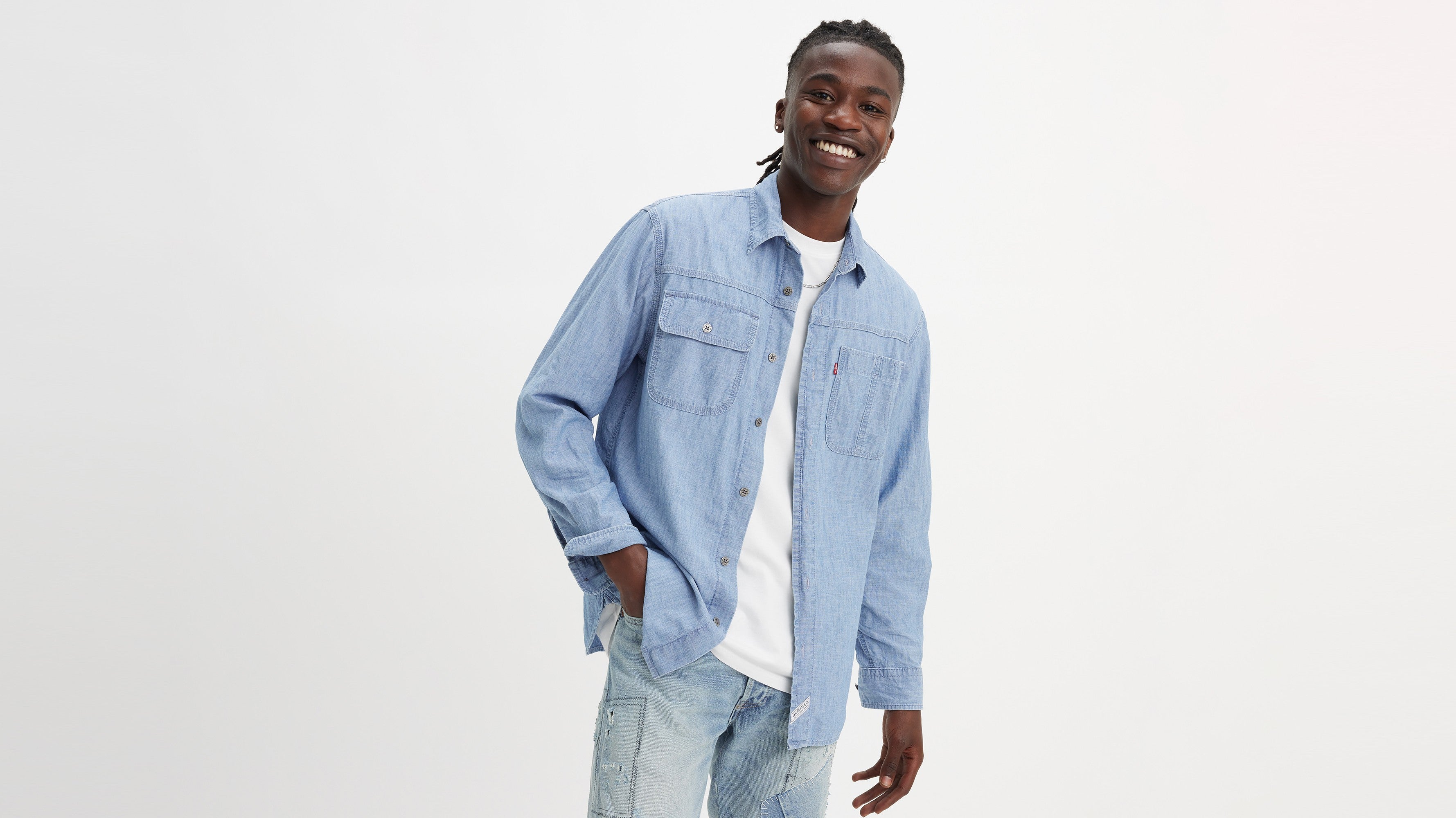 Levi's® Men's Long-Sleeve Auburn Worker Shirt Linde Chambray Levi's ID