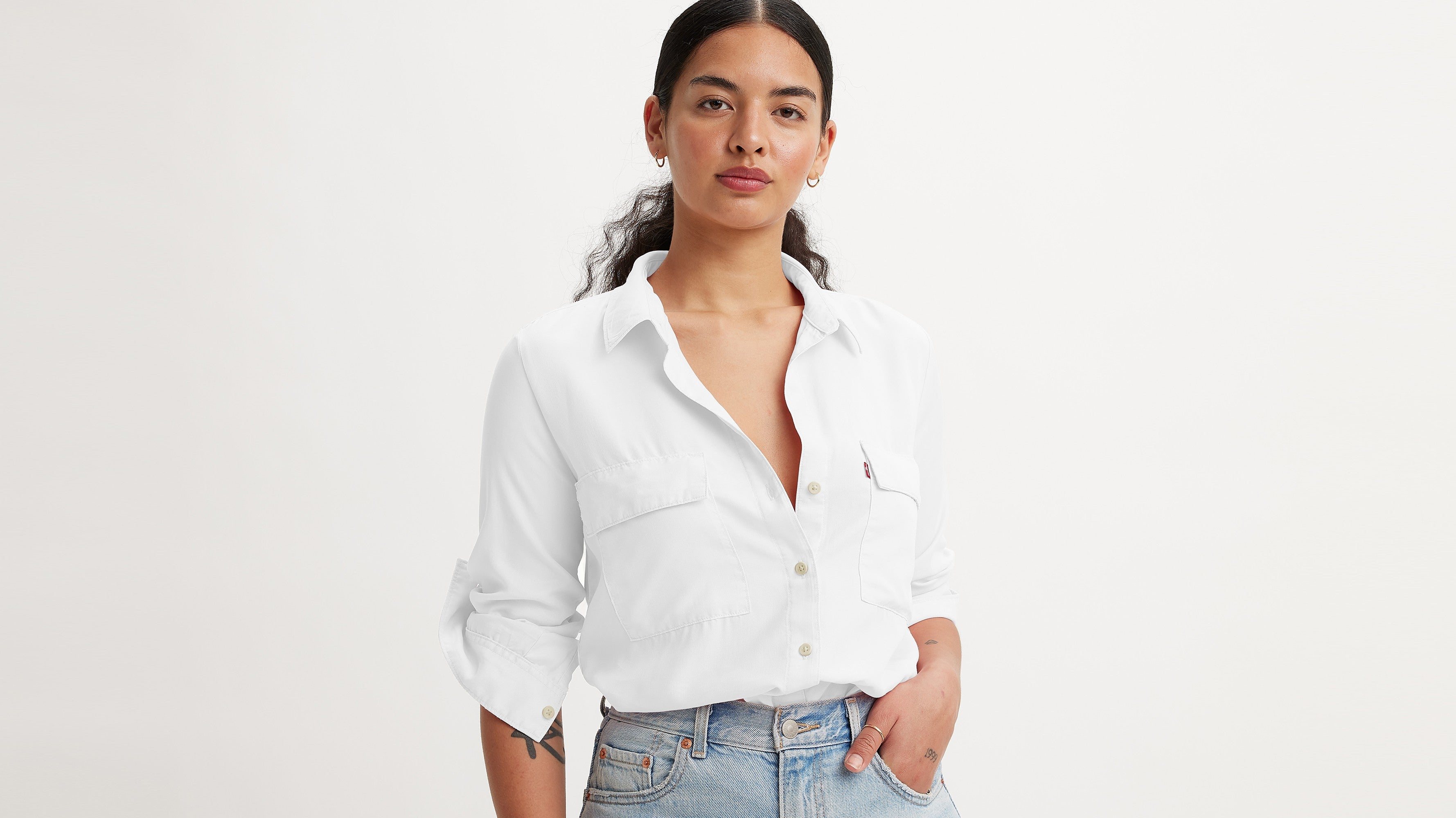 Levi s Women s Doreen Utility Shirt Bright White Levi s ID