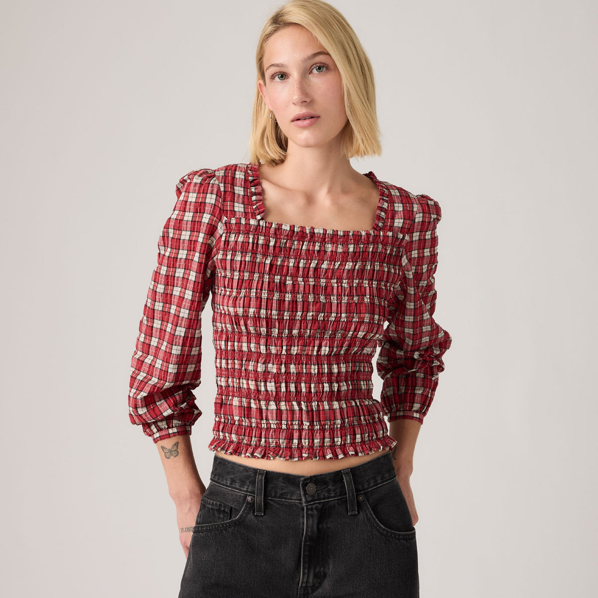 Levi's® Women's Heather Long-Sleeve Ruched Blouse