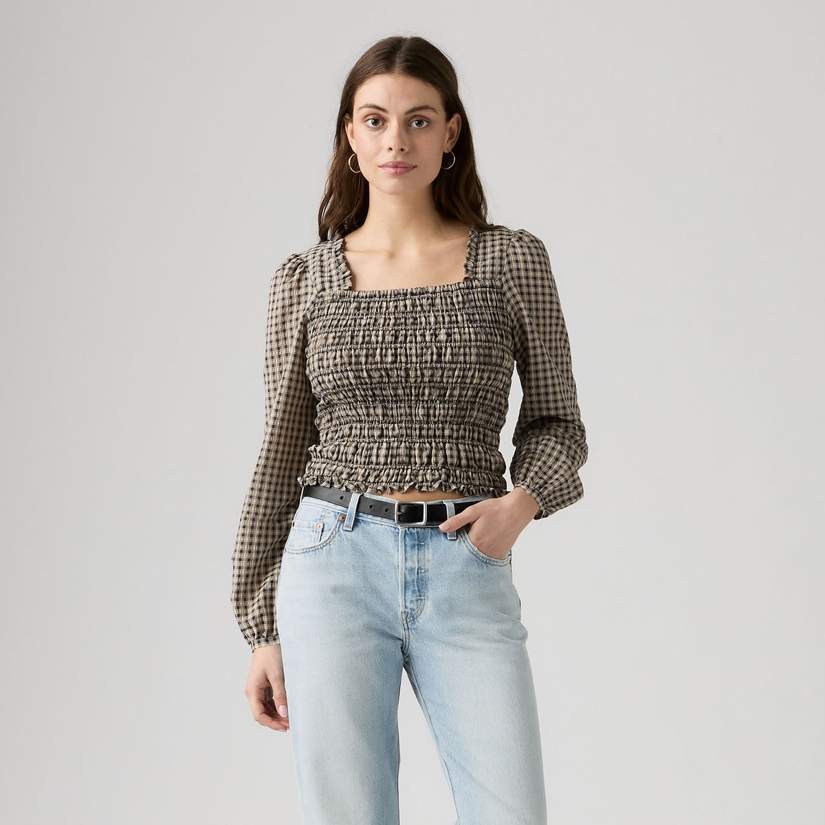 Levi's® Women's Heather Long-Sleeve Ruched Blouse